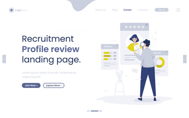 Wall Mural - candidate profile review illustration on web banner design