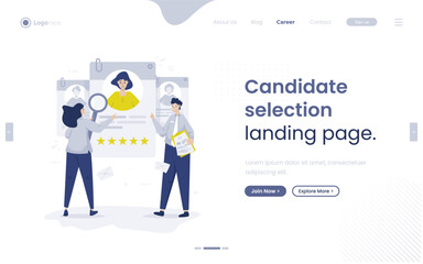 Wall Mural - candidate recruitment selection illustration on web banner design