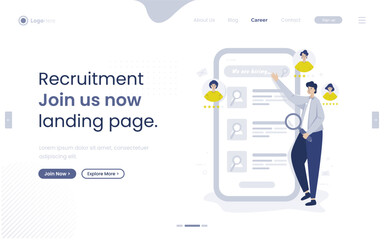 Wall Mural - job vacancy open online recruitment illustration on web banner design