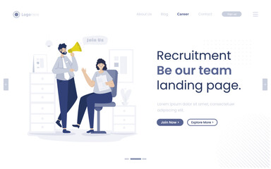 Wall Mural - be our team job recruitment illustration on web banner design