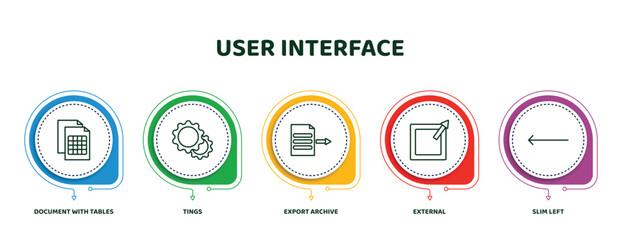 Poster - editable thin line icons with infographic template. infographic for user interface concept. included document with tables, tings, export archive, external, slim left icons.