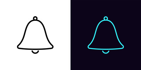 Wall Mural - Outline bell icon, with editable stroke. Notification bell and alert, social media reminder pictogram. Bell alert for social media apps