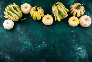 Wall Mural - Autumn fall background with pumpkins