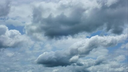 Wall Mural - blue sky white clouds. puffy fluffy white clouds. cumulus cloud cloudscape timelapse. summer blue sk