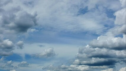 Wall Mural - blue sky white clouds. puffy fluffy white clouds. cumulus cloud cloudscape timelapse. summer blue sk
