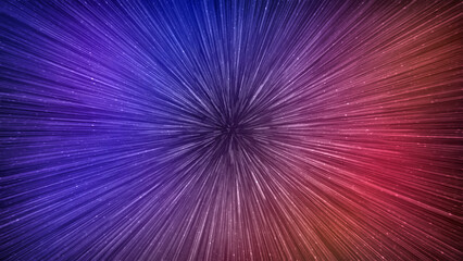 Wall Mural - hyperspace speed effect in night starry sky. bright blue and red galaxy, horizontal background
