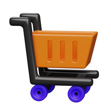Orange Shopping Cart 3d Illustration