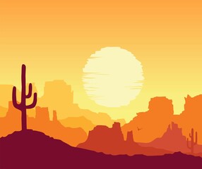 Wall Mural - cactus at sunset