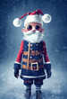 Punk drunk Santa Claus wearing a steampunk coat and a double-pointed hat, winter character, anime, kawaii, made with artificial intelligence