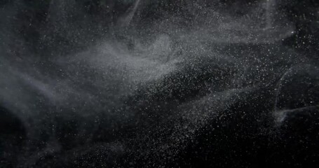 Wall Mural - Natural Organic Gold Dust Particles System Floating On Black Screen. Slow motion Background. RED camera.