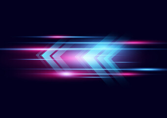 Abstract modern hight speed light arrow line technology effect on black background vector illustration.