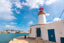 Holiday Coastal Ibiza Town Lighthouse From Al Faro, Balearic Islands