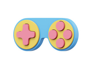 Poster - Minimalistic console game controller. Multicolored isolated icon on white background. 3D rendering.
