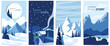 set of winter landscapes for social media stories