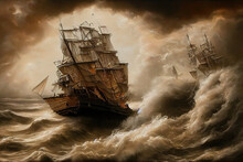 AI Generated Image Of A Pirate Ship Fighting The Spanish Armada 