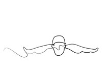 A Swimmer Jumping Into A Floating Pool Drawing Single Line Concept