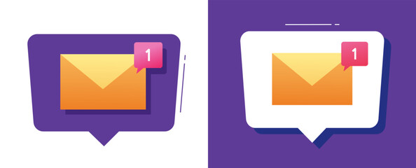 Aufkleber - New email inbox message icon vector, digital mail received envelope flat graphic illustration, electronic newsletter letter notice notification technology image