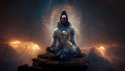 ai generated image of hindu god shiva, meditating on mount kailasa in the himalayas