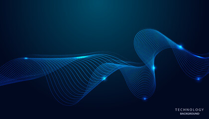 Poster - Abstract Wave Vector Beautiful lines, concept, technology, network, internet connection, on a blue background, modern, futuristic.
