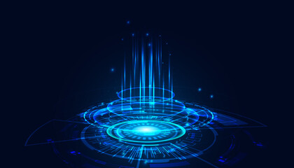 Poster - Abstract HUD portals teleports Circle Digital Circuit Concept Light Circle Network Blue Digital hi-tech Background Futuristic Modern.vector illustration.