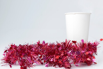 Canvas Print - Plastic cup and Christmas ornament