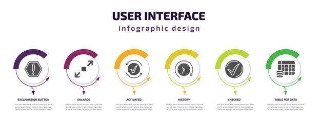 Poster - user interface infographic template with icons and 6 step or option. user interface icons such as ex