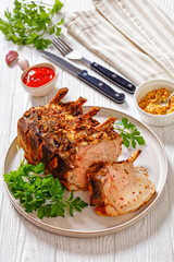 Wall Mural - Standing Juicy Pork Rib Roast, top view