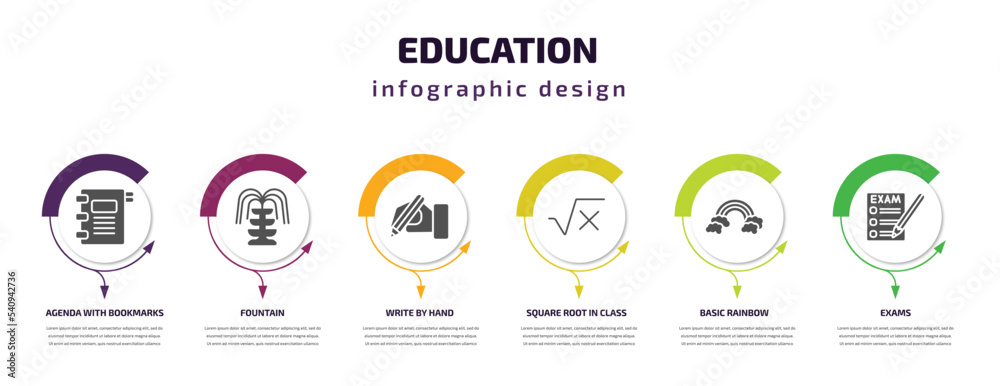education infographic template with icons and 6 step or option ...