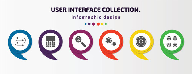 Poster - user interface collection. infographic template with icons and 6 step or option. user interface collection. icons such as wiring, gradient, tracking, gear option, radio button, the of vector. can