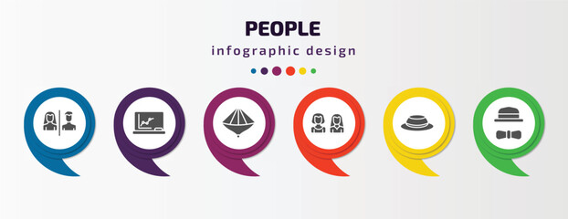 Poster - people infographic template with icons and 6 step or option. people icons such as restroom, classroom stats, vietnamese, friends, chilean, elegant vector. can be used for banner, info graph, web,