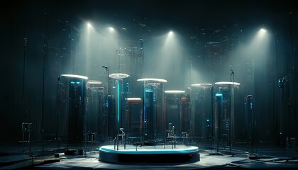 Poster - An innovative laboratory with many new devices and modern gadgets. 3D rendering