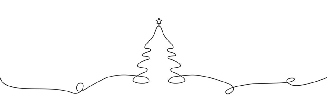 christmas tree one line drawing.merry christmas decoration continuous line.continuous line drawing o