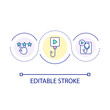 © IMG visuals icons - Healthcare video review loop concept icon. Digital strategy. Social media. Medical service online abstract idea thin line illustration. Isolated outline drawing. Editable stroke. Arial font used