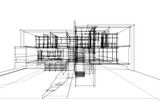 Fototapeta Paryż - Architectural sketch of a house 3d illustration