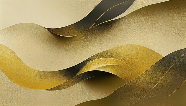 Wall Mural -  - Modern contemporary art-style white and gold curves, abstract, elegant and luxurious detailed graphic element background design with fine details like a pattern on a folding screen