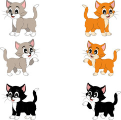  Illustration of four different color cats