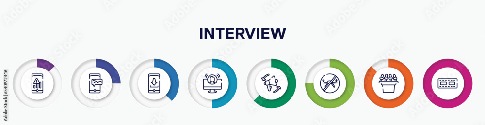 Coordinate Interviewavailability Icon infographic element with interview outline icons. included low, mms ...