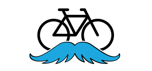 Wall Mural - Mamil, middle-aged men in lycra; or middle-aged men in cycling suits. For let it grow. No shave, beard or moustache in november. Cycling symbol. World Bicycle day. Sport cyclist. Blue health month.