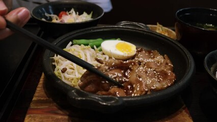 Wall Mural - grilled pork on plate  korean style