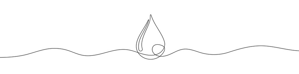 Wall Mural - Continuous line drawing of drop. Water drop line icon. One line drawing background. Vector illustration. Water drop Continuous line icon