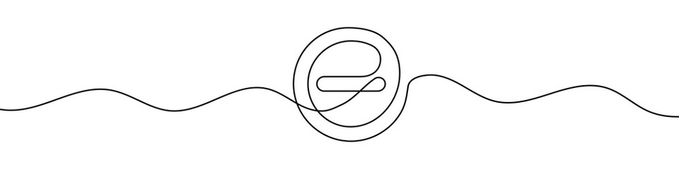 Poster - Continuous linear drawing of minus sign. Minus sign. Abstract background drawn with one line. Vector illustration.
