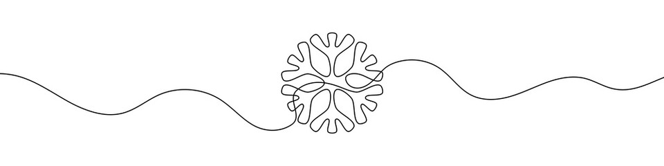 Wall Mural - continuous linear drawing of snowflake. snowflake icon. one line drawn background. vector illustrati