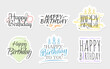 Set of Happy Birthday stickers with signs