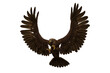 Golden Eagle attacking with claws, 3D illustration isolated on transparent background.