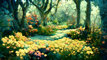 Enchanted Garden, Digital Painting Background