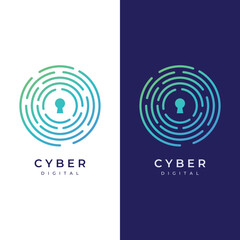 Creative technology digital cyber security logo template design with modern shield and key protection concept. Logo for business, digital and technology.