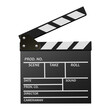 Flat illustration of movie clapper board isolated on transparent background. Front view.