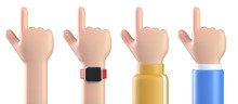 3d Cartoon Hands Pointing Index Finger, Touch Screen Interaction, Pressing Buttons, Clicking Icons, 3d Rendering