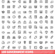 100 government icons set. Outline illustration of 100 government icons vector set isolated on white background