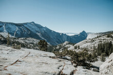Scenic View Of Mountains Against Clear Sky During Sunny Day At Yosemite National Park